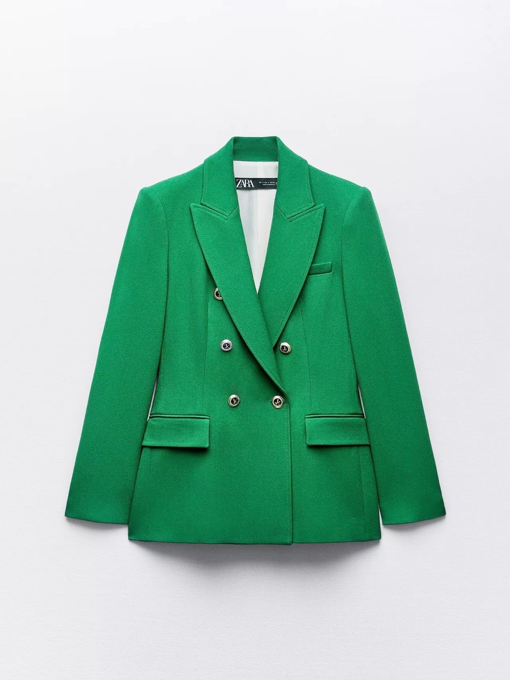 Zara Bright Green Double-Breasted Blazer